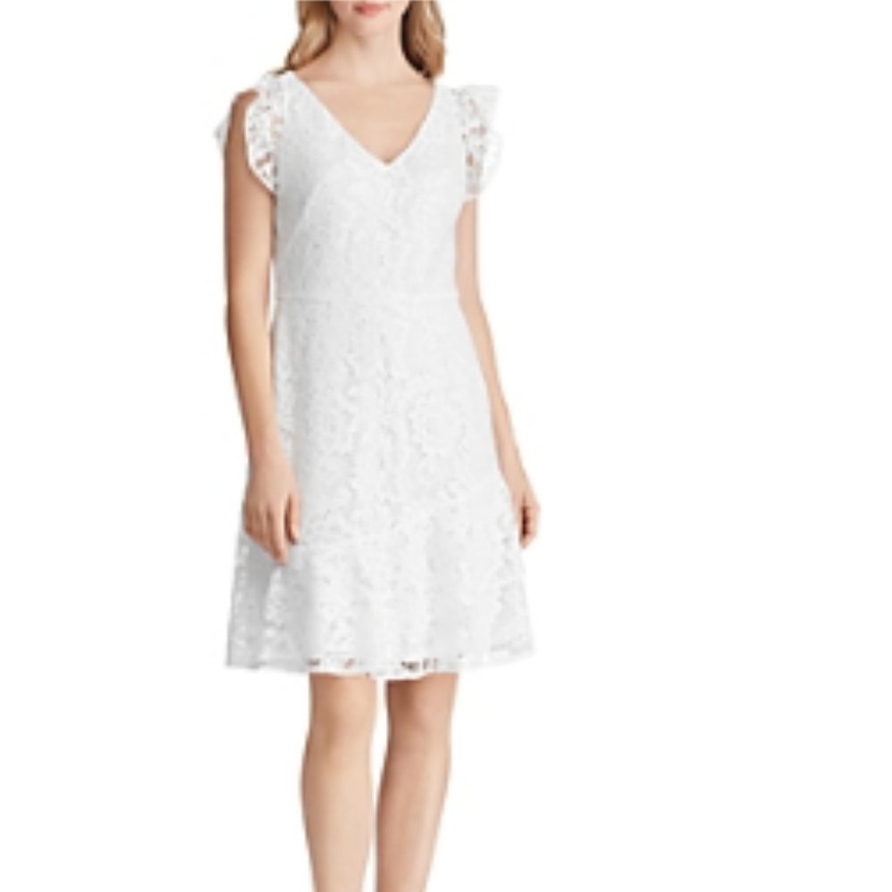NWT Lauren Ralph Lauren Lace Cap-Sleeve Dress
